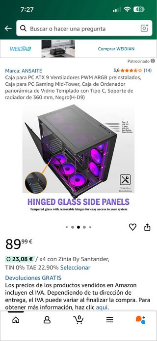 Caja PC ATX 9 Ventiladores PWM ARGB