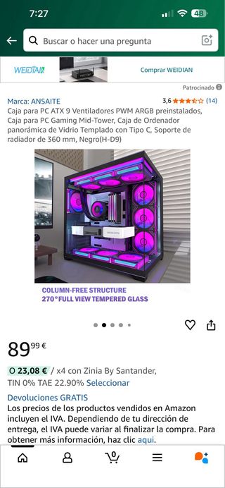 Caja PC ATX 9 Ventiladores PWM ARGB