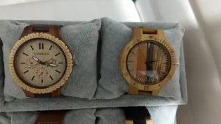 Reloj para hombre de Bambú Natural Correa de Piel