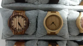 Reloj para hombre de Bambú Natural Correa de Piel