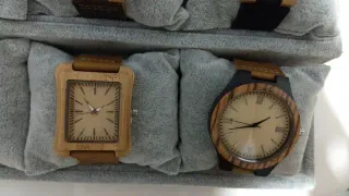 Reloj para hombre de Bambú Natural Correa de Piel