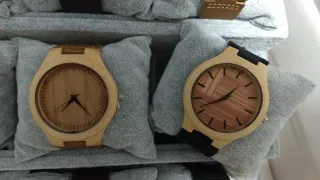 Reloj para hombre de Bambú Natural Correa de Piel
