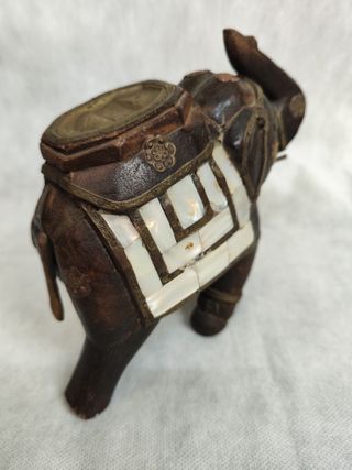 Scultura Elefante Legno Madreperla Rame