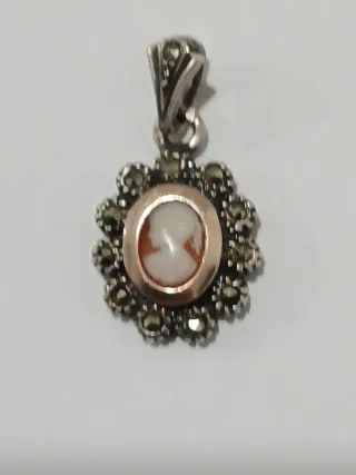 Pendente Prata Ouro Camafeu Marcasites