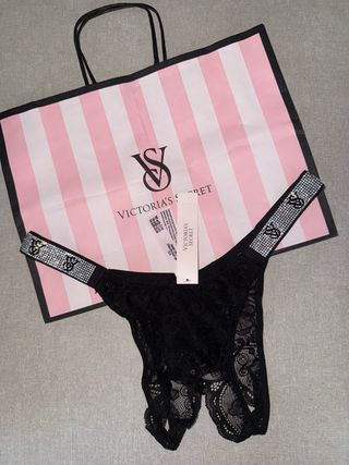 Braguita Victoria's Secret Negra Encaje Tira Brill