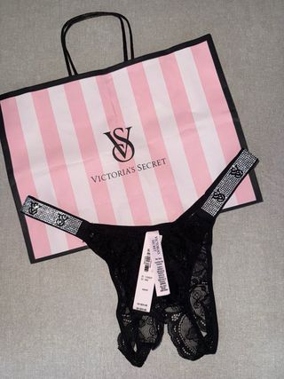 Braguita Victoria's Secret Negra Encaje Tira Brill