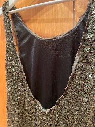 Vestido lentejuelas verde y plata