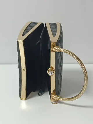 Bolso para fiesta de mano negro y dorado