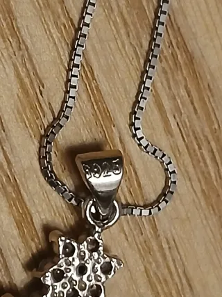 Cadena plata con colgante flores brillantes