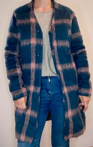 Abrigo ICHI cuadros azul y rosa