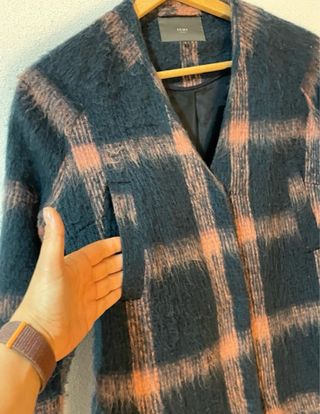 Abrigo ICHI cuadros azul y rosa