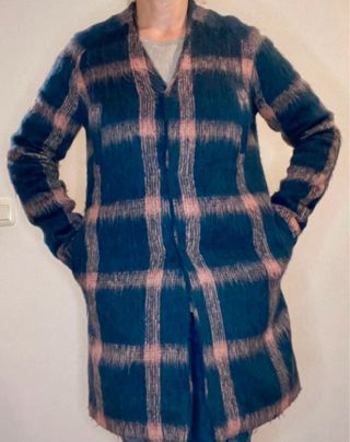 Abrigo ICHI cuadros azul y rosa