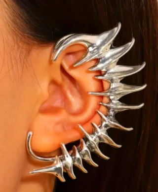 Pendiente Steampunk Gótico Plateado