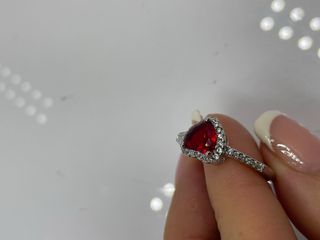 Anillo Corazón Rojo Plata Talla 20.2 mm