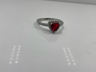 Anillo Corazón Rojo Plata Talla 20.2 mm