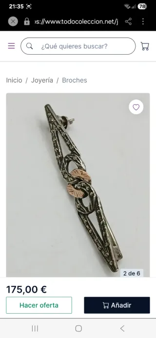 Alfinete Prata Ouro Marcasites Arte Decó