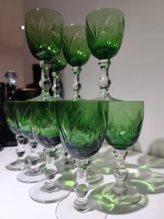 12 Copas Bohemia Verdes Talladas