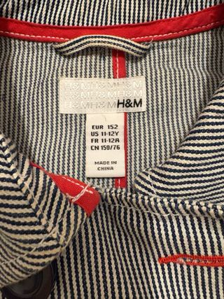 Americana niña H&M rayas azul blanco. Talla 11-12