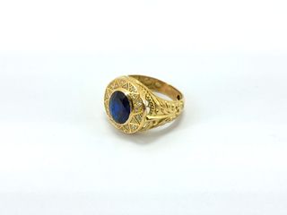 sello oro 18k con piedra con circonita,zafiro