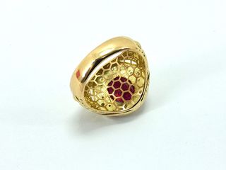 sello oro 18k con piedra con circonita,rubi