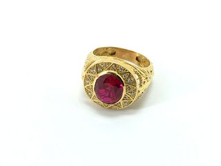 sello oro 18k con piedra con circonita,rubi