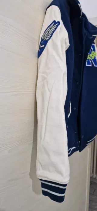 Giubbotto college ragazzo blu e bianco