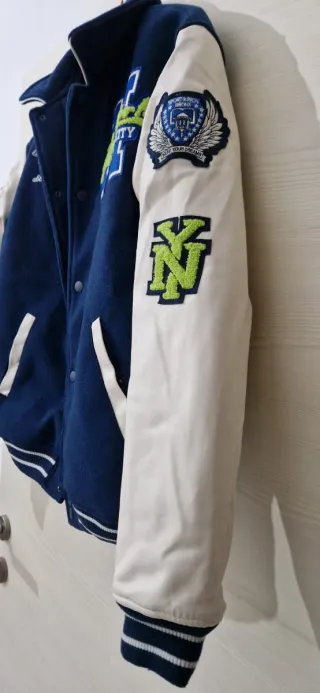 Giubbotto college ragazzo blu e bianco