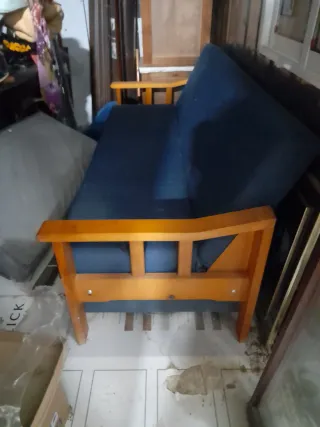 Sofá Cama Azul y Marrón