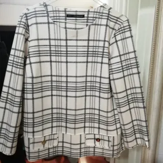 Jersey Sfera Cuadros Gris y Blanco