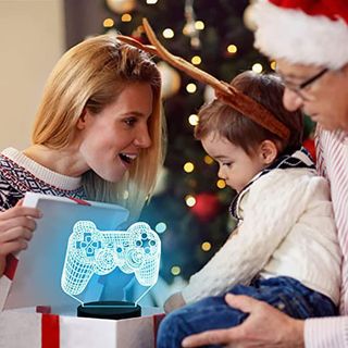 Lampara Noctura 3D Gamepad Luz nocturna de ilusión de gamepad 3D, luces de juegos para amantes de los juegos, utiliza el control remoto para cambiar 16 colores, luces de juegos para dormitorio par...