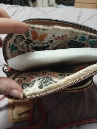 Bolso pequeño rosa y beige