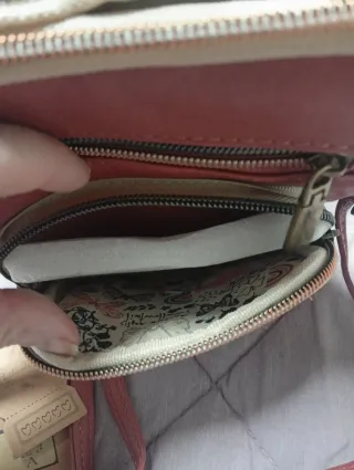 Bolso pequeño rosa y beige