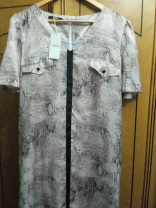 Vestido Verano Mujer Beige/Gris