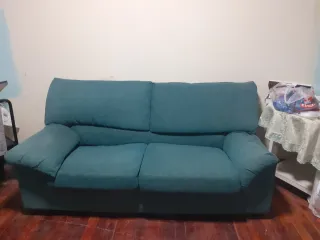 Sofá 3 plazas verde tela