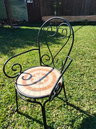 Mesa y Silla Terraza Cerámica Metal