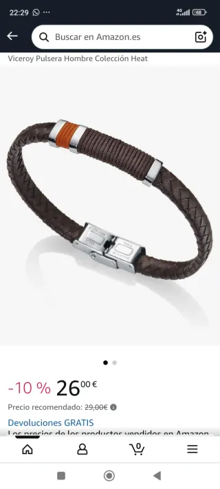 Pulsera de cuero y acero Viceroy