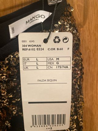 Falda lentejuelas doradas y negras