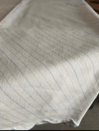 Tovaglia cotone con bordo floreale blu