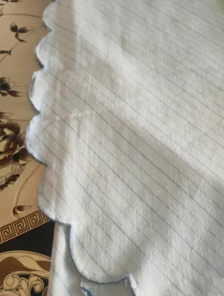 Tovaglia cotone con bordo floreale blu