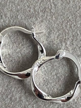 Pendientes Aro Plata Ondulados 925