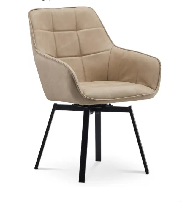 Silla de oficina giratoria beige con reposabrazos