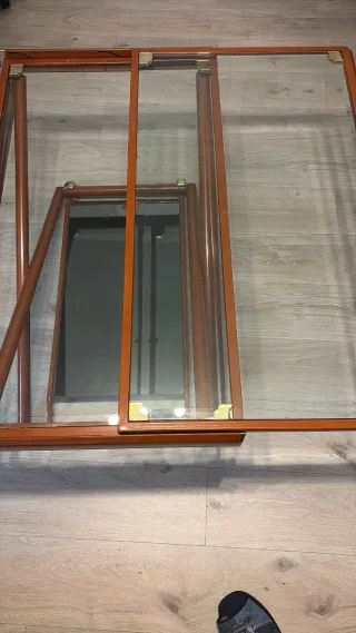 Mesa de centro cristal y metal.Elevable