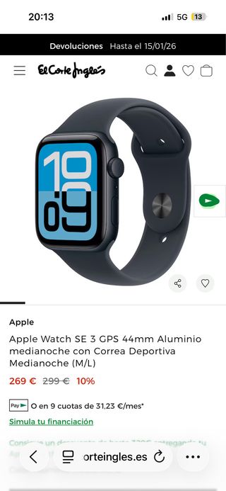 Apple Watch SE 3 GPS 40mm Medianoche