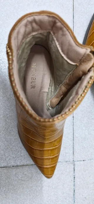 Botines piel y ante mujer marrones