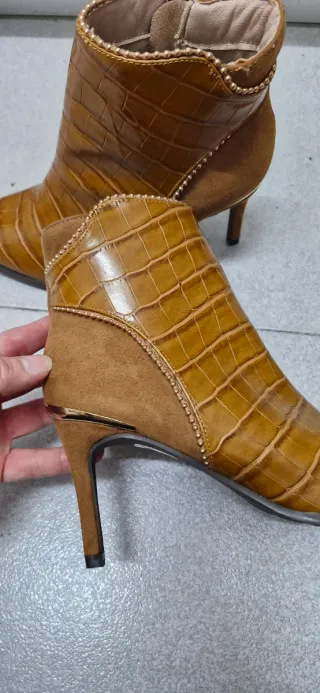 Botines piel y ante mujer marrones