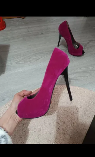 Zapatos de tacón fino terciopelo Blanco