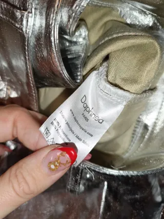 Pantalón plateado efecto piel mujer