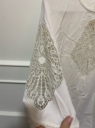 Vestido Mango Beige Talla S detalles de crochet