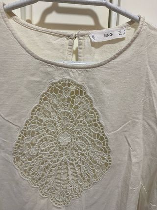 Vestido Mango Beige Talla S detalles de crochet