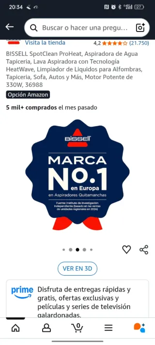 BISSELL SpotClean ProHeat Aspiradora Agua